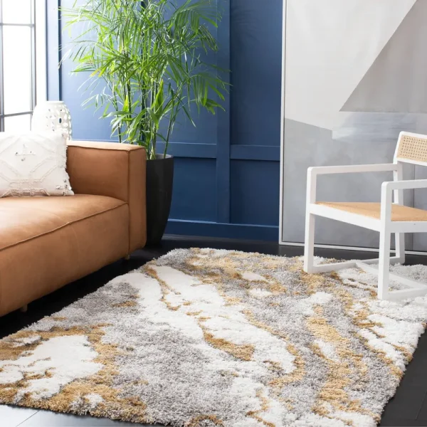 Safavieh Horizon Shag Collection HZN890D Grey / Gold Rug - 5' 3" x 7' 7"