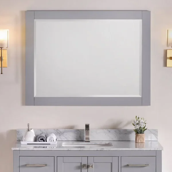 Aalayah Bathrrom / Vanity Mirror Latitude Run Finish: Empire Gray, Size: 46" W x 32" H