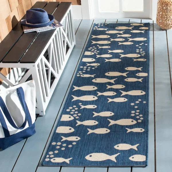 Safavieh Cy6012-258 Courtyard Navy / Beige - 2' 3" x 10'