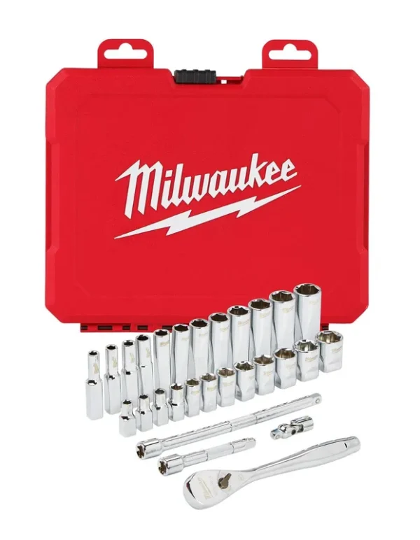 Milwaukee 1/4" Drive 28pc Ratchet & Socket Set - Metric