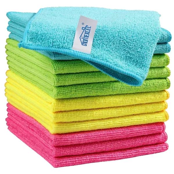 HOMEXCEL Microfiber Cleaning Cloth,12 Pack Cleaning Rag,Cleaning Towels with 4 Color Assorted,12"x12"