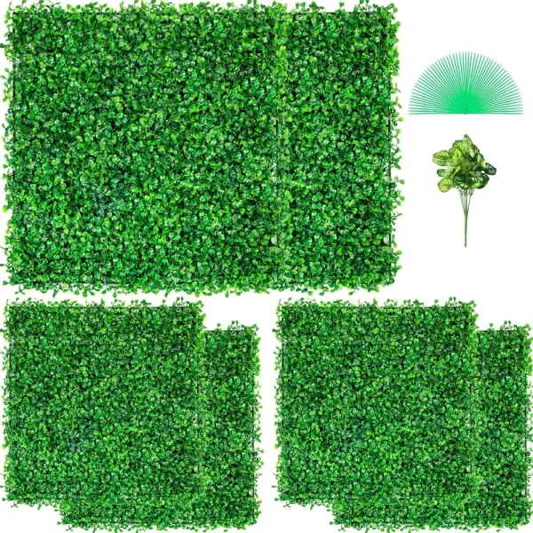 VEVOR Artificial Boxwood Panel UV 6pcs Boxwood Hedge Wall Panels, Artificial Grass Backdrop Wall 20" x 20" 4 cm Green Grass Wal