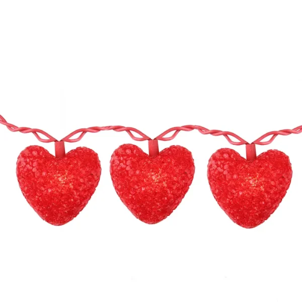 Northlight 10-Count Red Heart Mini Valentine's Day Light Set 7.5ft Red Wire