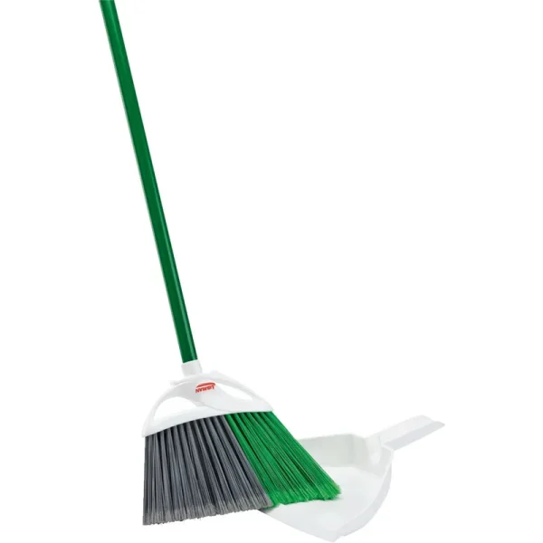 Libman Precision Angle Broom with Dust Pan, Green/Gray