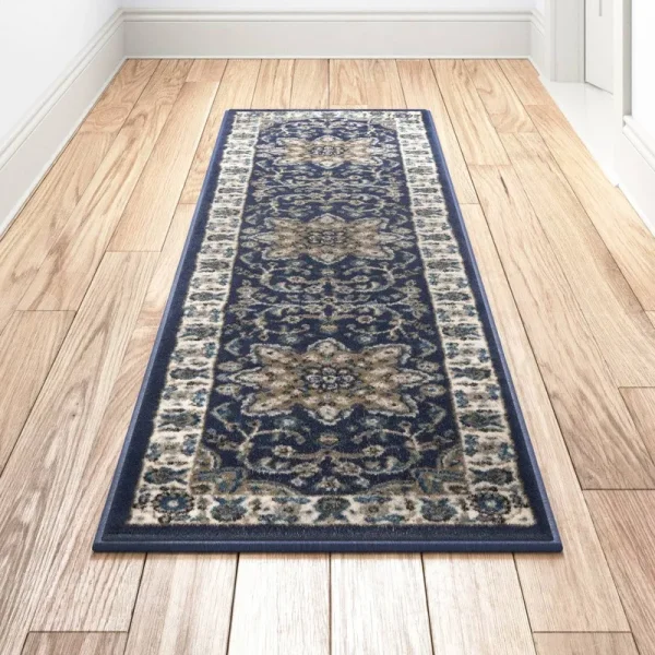 Arend Oriental Navy Blue/White Area Rug Charlton Home Rug Size: Runner 1'9" x 7'2"