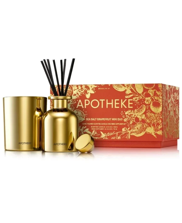 Apotheke Sea Salt Grapefruit Mini Scented Candle and Reed Diffuser Duo