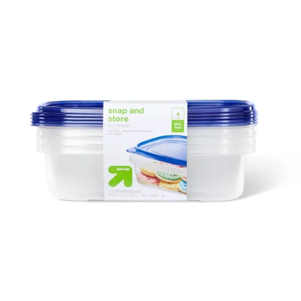 Snap and Store Medium Rectangle Food Storage Container - 4ct/76oz - Up & Up