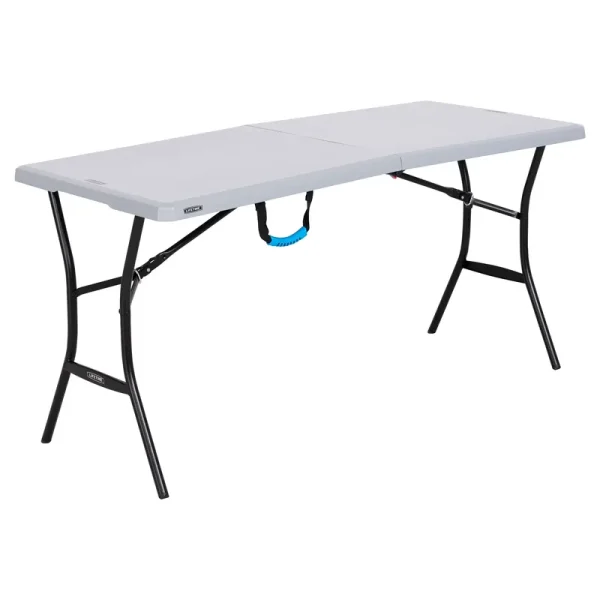 Lifetime 5 Foot Rectangle Fold - in - Half Table, Indoor/Outdoor Residential, Boulder Gray (80939)