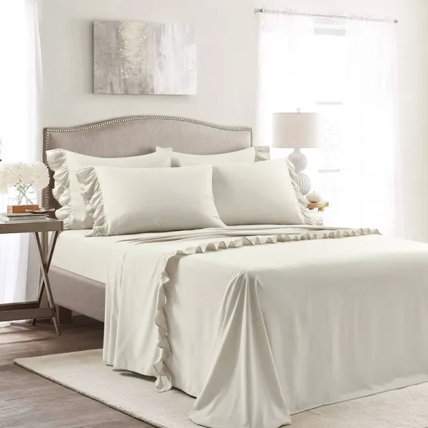Lush Decor Reyna Ruffle Sheet Set - Queen - Wheat