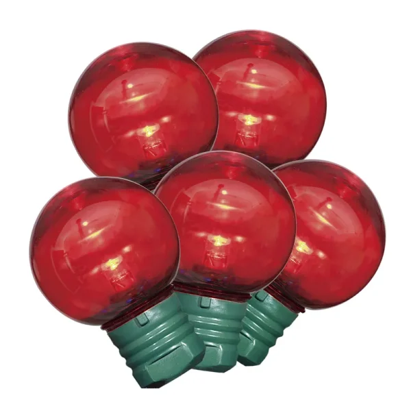 Holiday Time 100-Count Red LED Super Bright G30 Christmas Lights, with Green Wire, 58.1 Feet