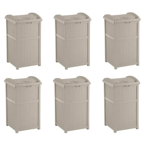 Suncast Trash Hideaway 33 Gallon Capacity Resin Outdoor Garbage Container