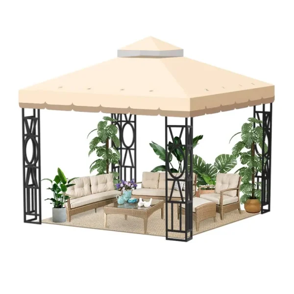 Kilakila 10x10 Canopy Replacement Top, Double Tier Gazebo Replacement Canopy, Waterproof Mosquito Canopy Tent for Patio Garden Yard, Double Lace