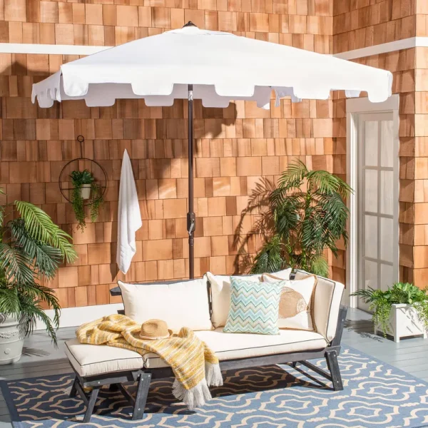 Safavieh Zimmerman 7.5 ft Square Market Umbrella - White