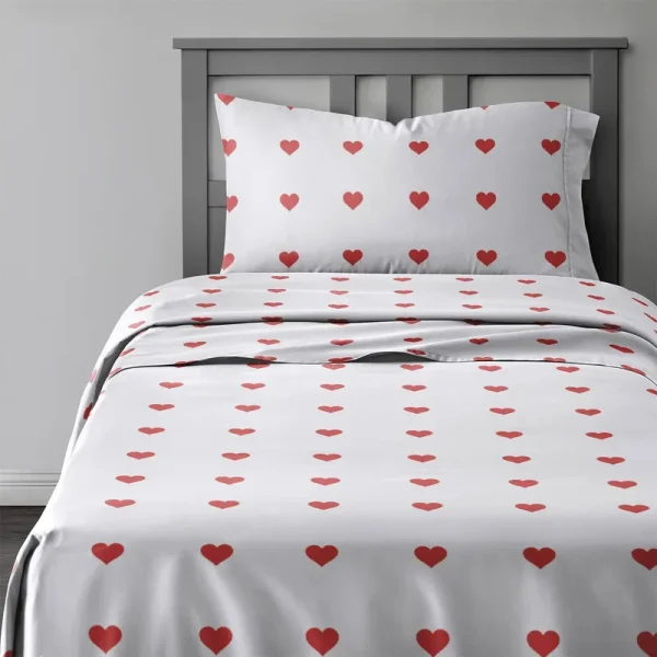 Kids Sheet Set | CGK Linens Full / Hearts Red