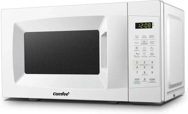 Countertop Microwave with Sound on/Off, Eco Mode, and Convenient One - Touch Button, 0.7 Cubic Foot, White