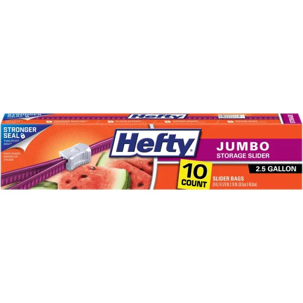 Hefty Slider Bags, Jumbo, Storage, 2.5 Gallon - 10 bags