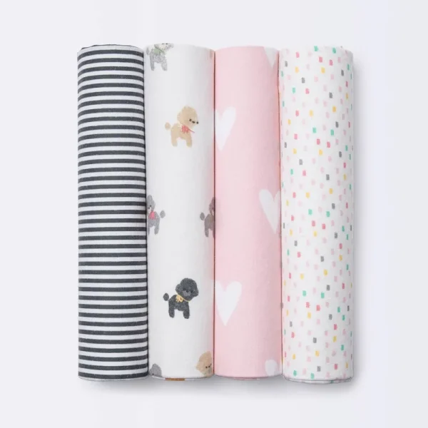 Flannel Baby Blankets Puppies - Cloud Island 4pk