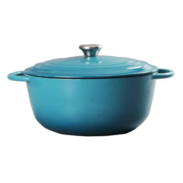 at Home 5-Quart Enameled Cast Iron Dutch Oven, Teal