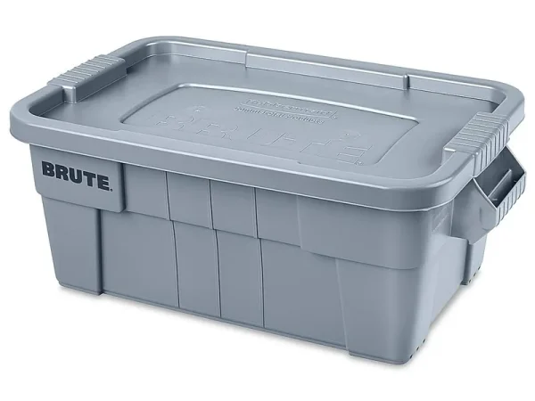 Rubbermaid Commercial Brute Tote with Lid, 14 gal, 27.5" x 16.75" x 10.75", Gray