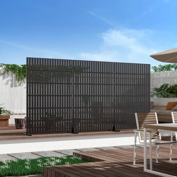 MAYEERTY Outdoor & Indoor Metal Panel Screen, Heavy - Duty Decorative Partition, Stripe, Black