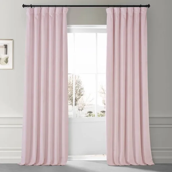Rose Water Signature Plush Velvet Hotel Blackout Curtain