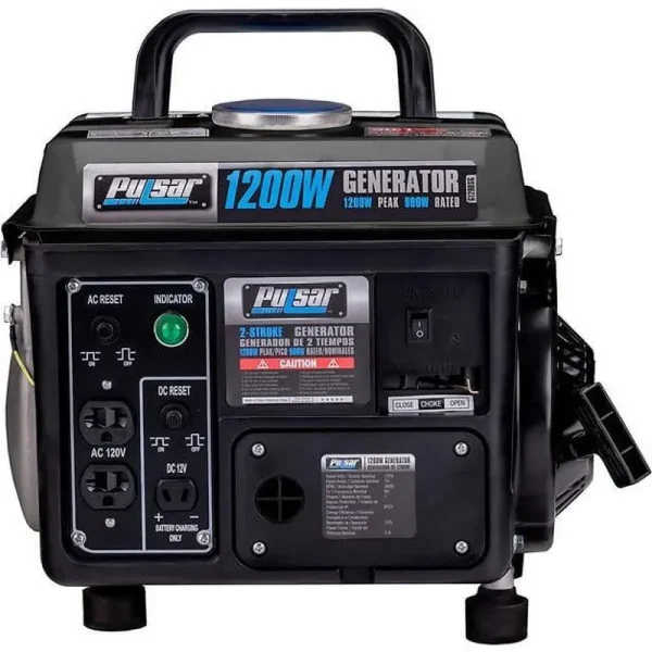 Pulsar G1200SG Portable Gas - Powered Generator with Carrying Handle, 1200W, Black/Gray