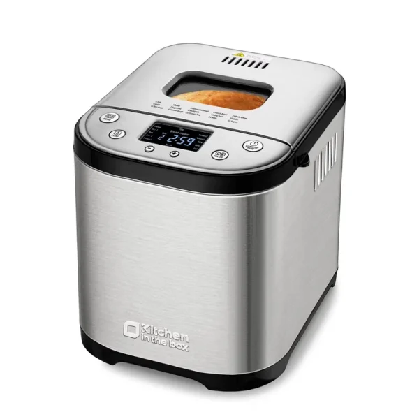 Kitchen in the Box 15 - in - 1 Bread Machine, 2 lb Stainless Steel Automatic Bread Maker with Recipes - Silver