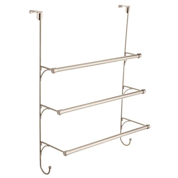Franklin Brass 193153-fn Over The Door Triple Towel Rack with Hooks Flat Nickel