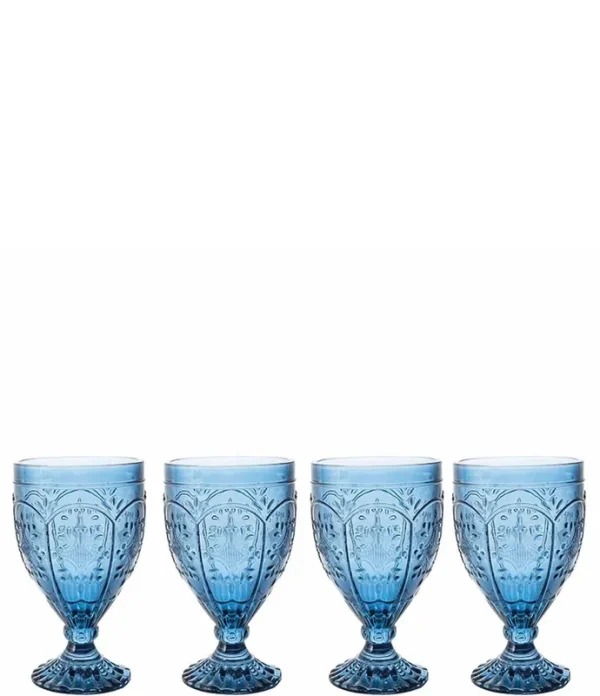 Fitz and Floyd Trestle Indigo Goblets Set of 4