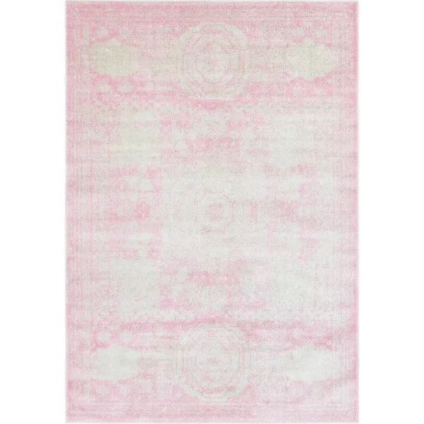 Fawe Oriental Pink/Ivory Area Rug Bungalow Rose Rug Size Rectangle 7' x 10'