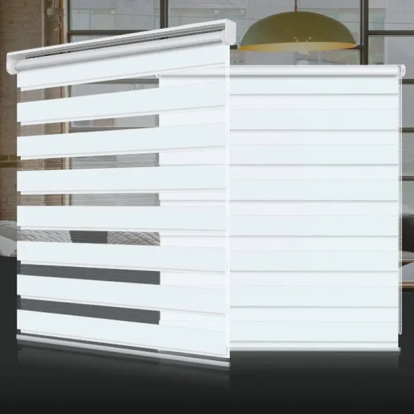 SEEYE Zebra Shade Blinds Horizontal Window Curtain Day and Night Blind Dual Layer Shades Easy to Install 41.3"�G59", White
