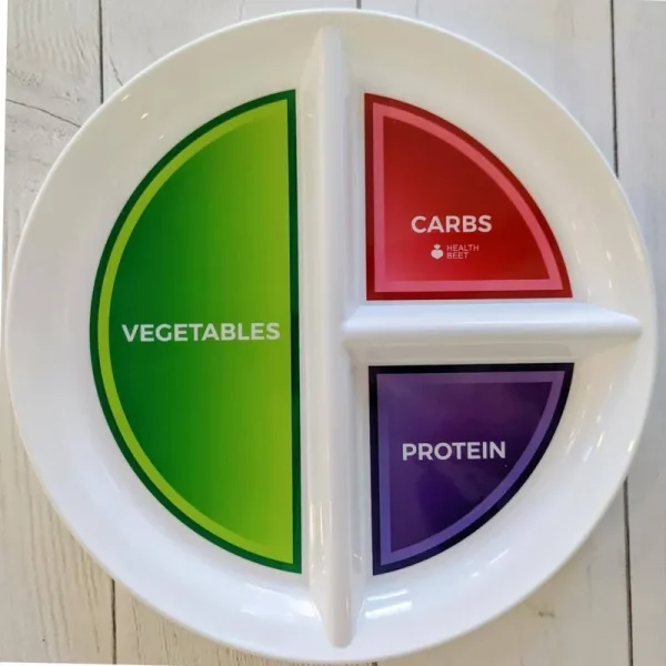 Health Beet Diabetes Portion Plate with Divided Sections for Healthy Eating and Portion Control (1)