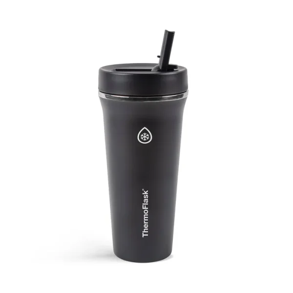 Thermoflask 24 oz Insulated Stainless Steel Straw Tumbler, Onyx, Size: One Size
