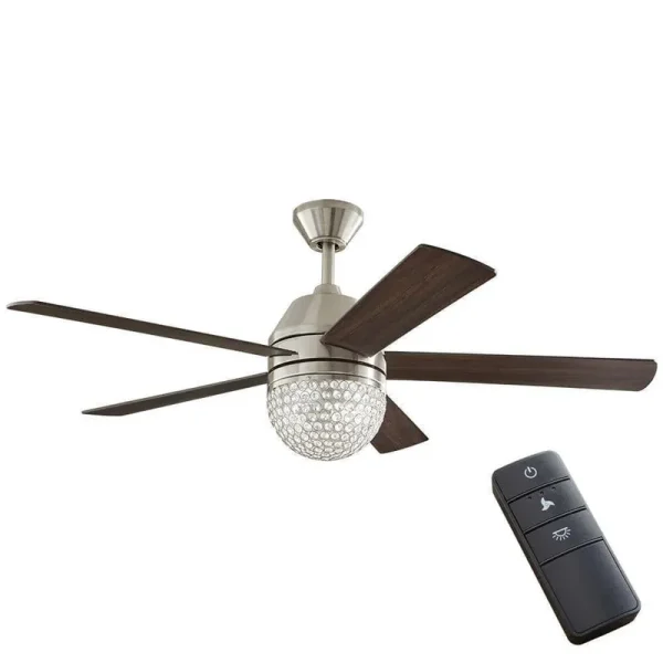Home Decorators Collection 51880 Vendome 52 in. LED Brushed Nickel Ceiling Fan with Light and Remote Control