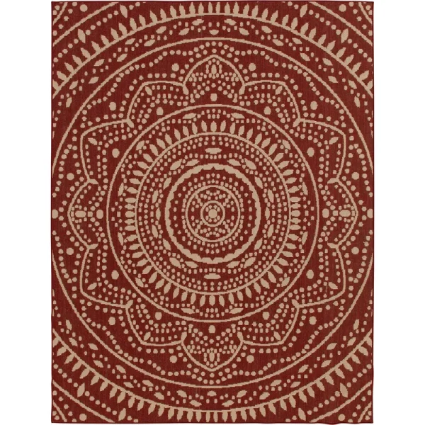 Mainstays 6'6"x9'6" Red Global Medallion Outdoor Area Rug