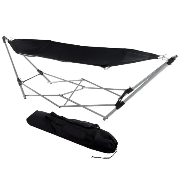 Lavish Home 80-OUTHAM-BLK Portable Hammock with Stand Black