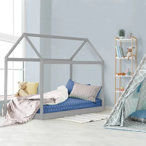 Tate House Canopy Twin Bed, Gray, by Hillsdale Living Essentials