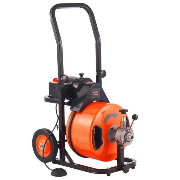 VEVOR Drain Cleaning Machine 100 ft. x 1/2 in. Drain Auger Cleaner Auto Feed with Sewer Snake 4 Cutter for 1 in. to 4 in. Pipe