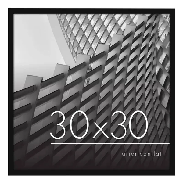 Americanflat 30x30 Picture Frame in Black - Thin Border Photo Frame with Polished Plexiglass - Wall Picture Frame with Hanging Hardware Included for