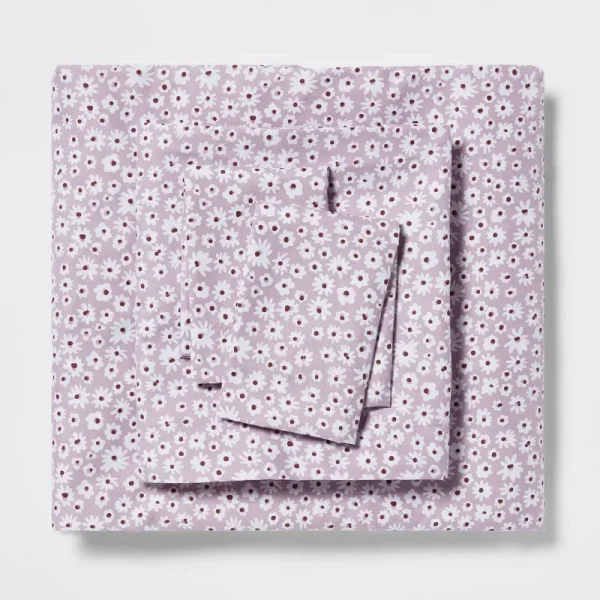King Printed Microfiber Sheet Set Light Purple Daisy - Room Essentials