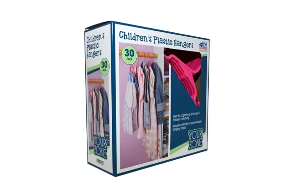 Your Zone Children's Durable Plastic Clothing Hangers - Pink - 8 Each