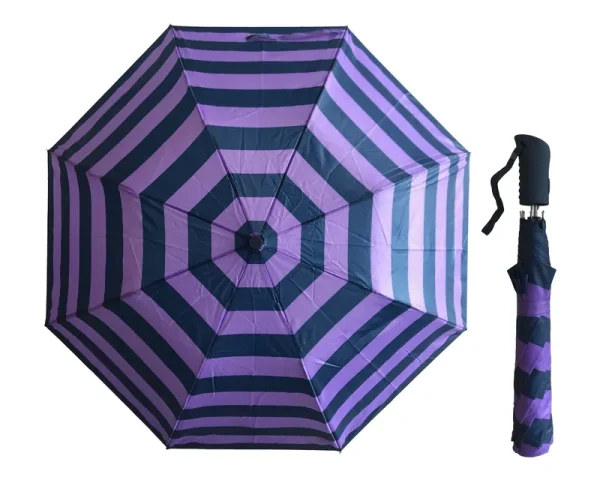Misty Harbor Automatic Open Folding Rain Umbrella Navy Purple, adult unisex