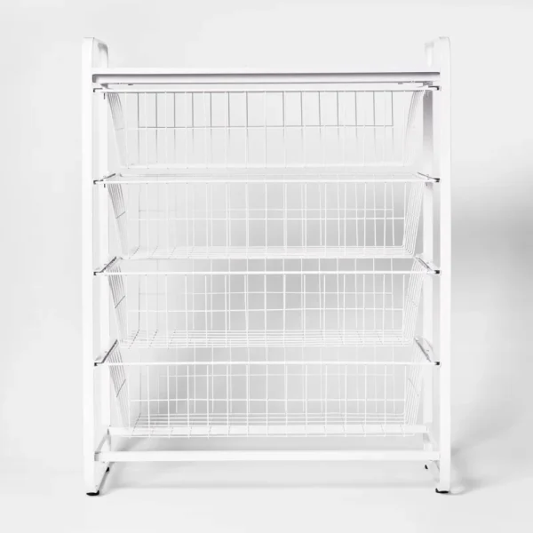 4 Drawer Metal Storage Organizer White - Brightroom