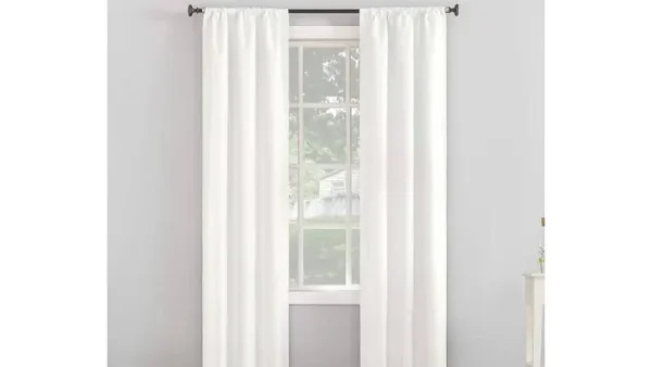 Real Living White Textured Reggie Blackout Rod Pocket Curtain Panel - 84 in