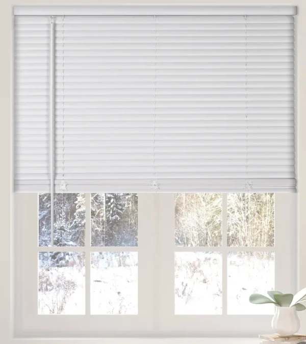 Calyx Interiors 1�� Cordless Vinyl Mini Blinds, White, 34" W x 60" H
