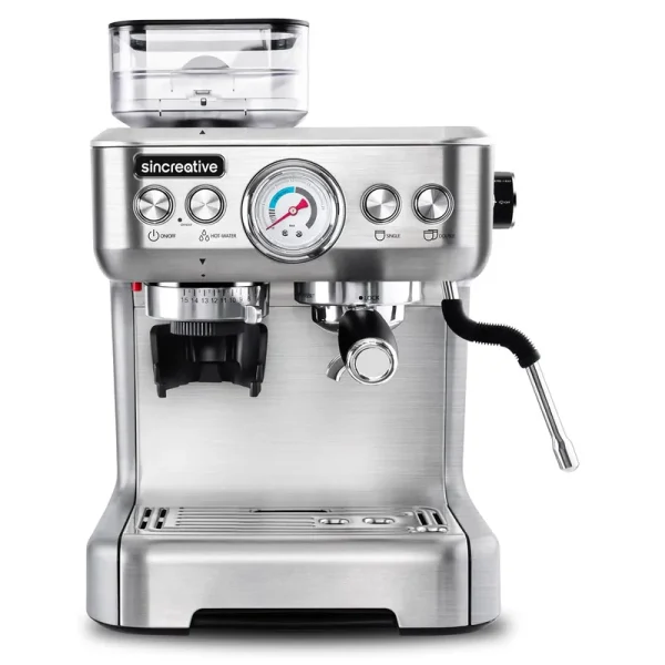 Sincreative CM5700 Espresso Machine and Coffee Maker with Grinder and Steam Wand
