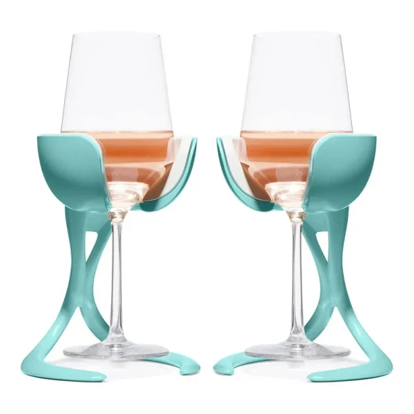 VoChill | Stemmed Wine Chiller Pair, Cyan