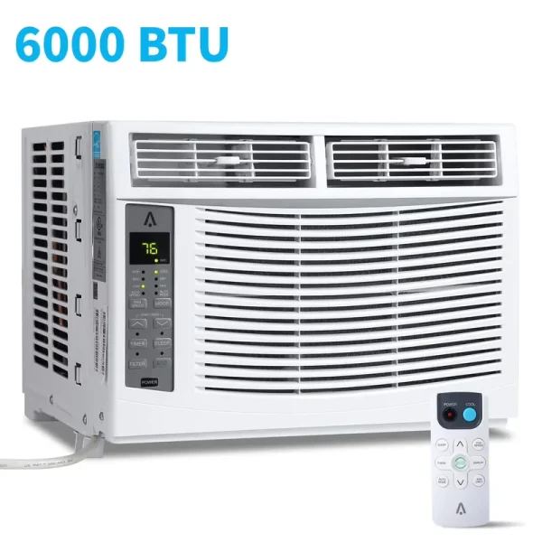 Missky 6000 BTU Air Conditioners Window Unit, Efficient Cooling Small Window AC Units with Remote Controlled, Cools Rooms up to 250 Sq.ft, White