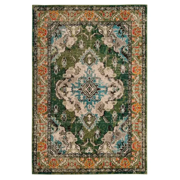 Safavieh Monaco Toria Traditional Area Rug or Runner, Forest Green/Light Blue
