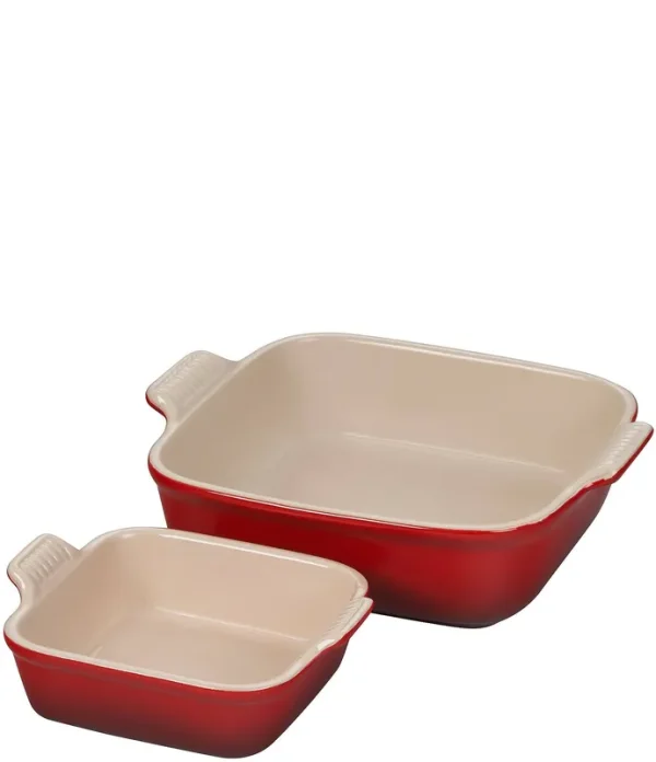 Le Creuset Heritage Set of 2 Square Dishes - Cerise